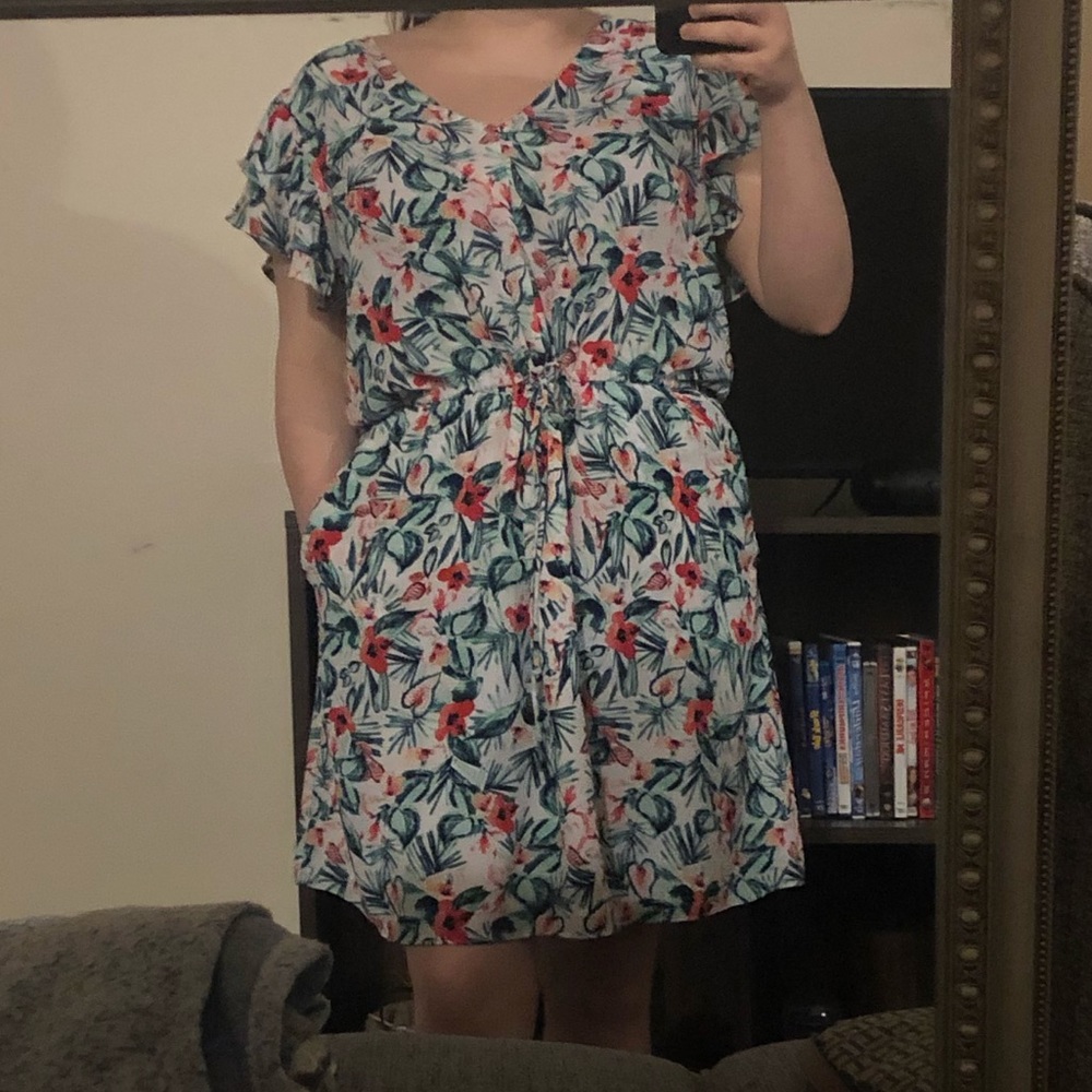 Maison Jules White Floral Print Dress